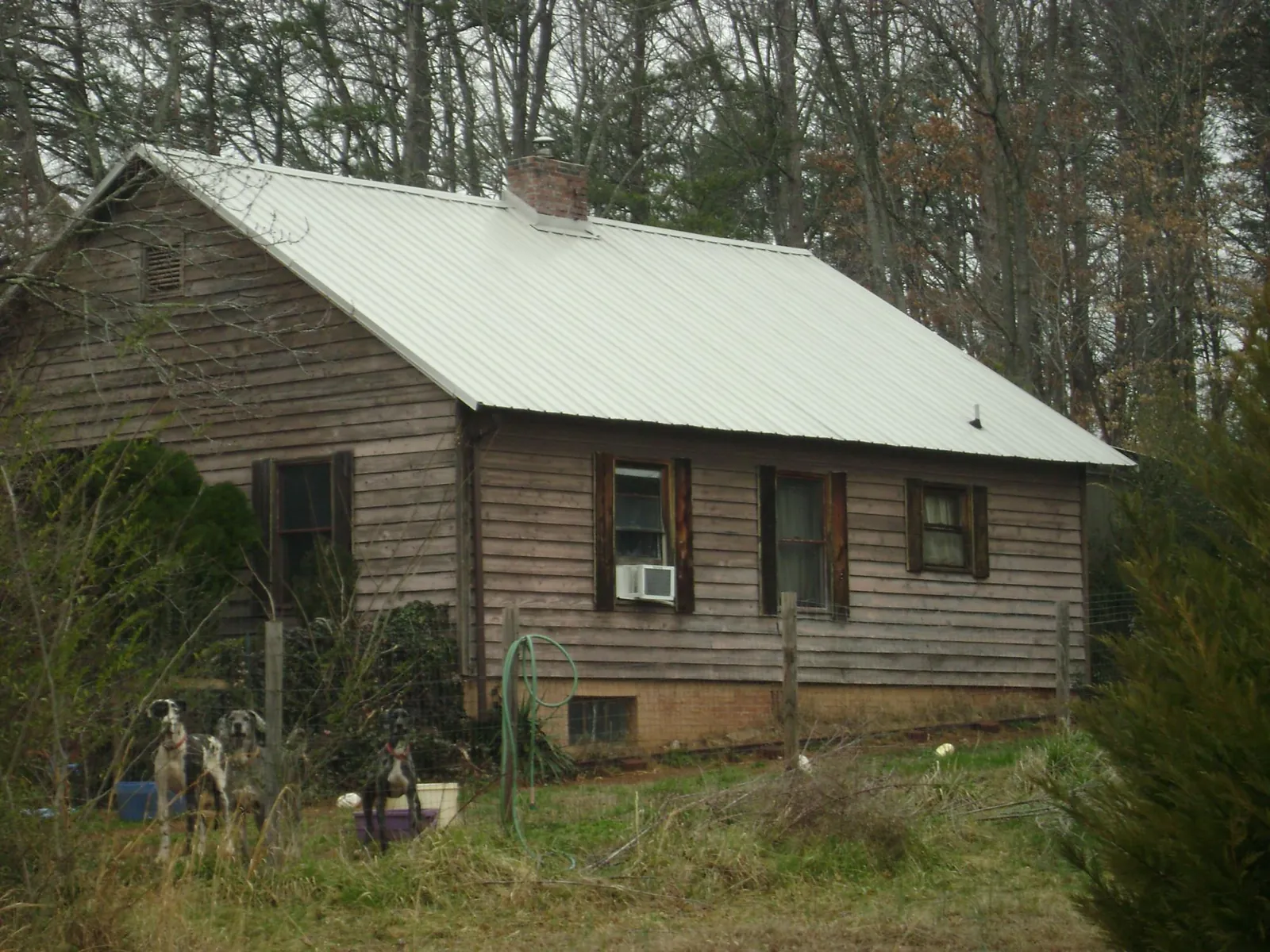 White metal roof on an old wood sided farmhouse, from a Metal Roof Installation job in Jewett